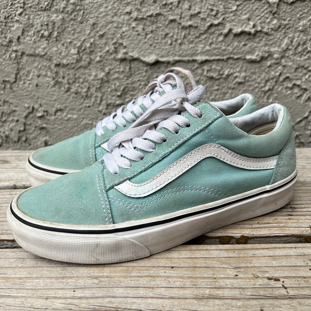 Vans Shoes Women Size 7.5 Old Skool Teal Aqua Canvas Suede Skate